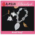 Handmade Beaded Leaf Necklace and Earring Fashion Jewelry Set 2015